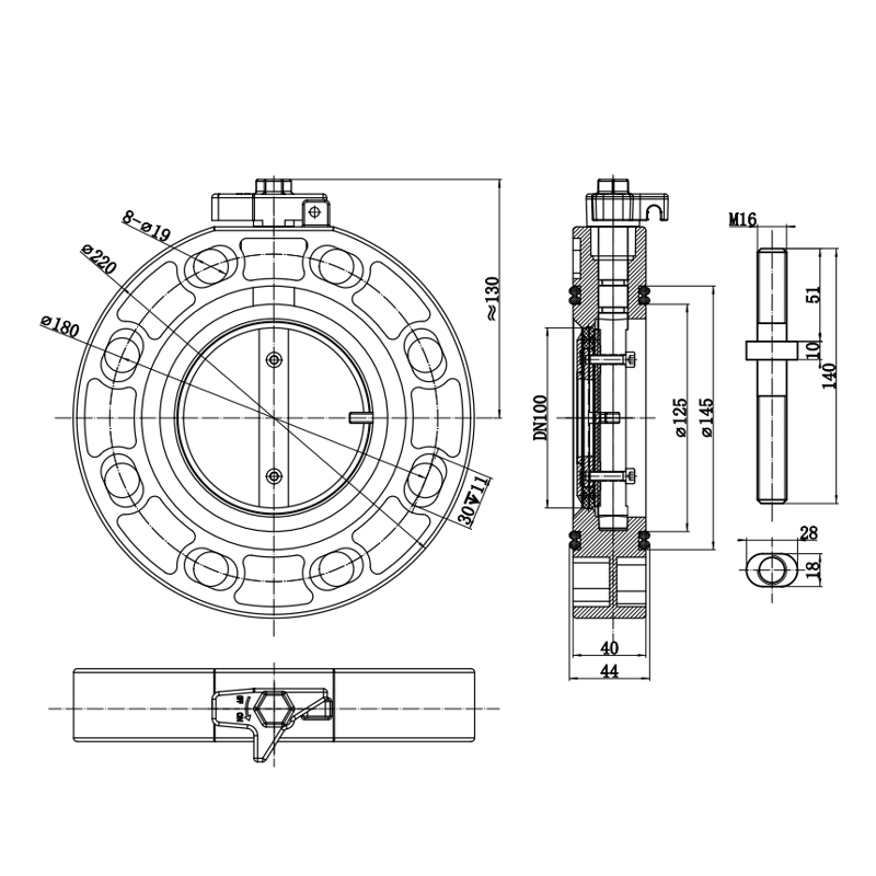 100mm(180mm) Bolt on Type With Aluminium Body, Zero Leakage